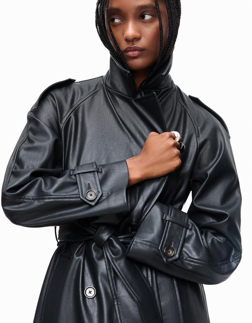 Leather trench coat