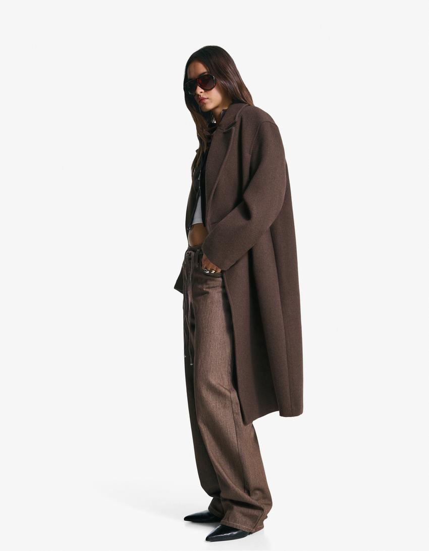 Long drop-shoulder coat