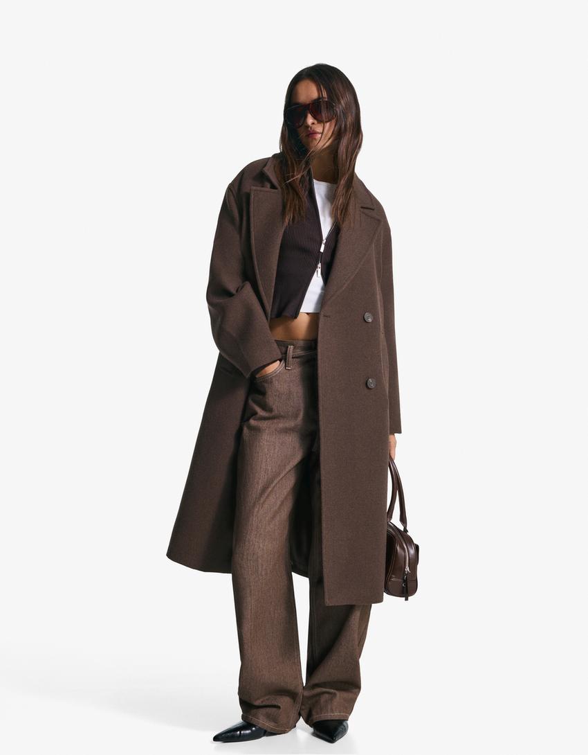 Long drop-shoulder coat