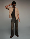 Textured striped short sleeve shirt